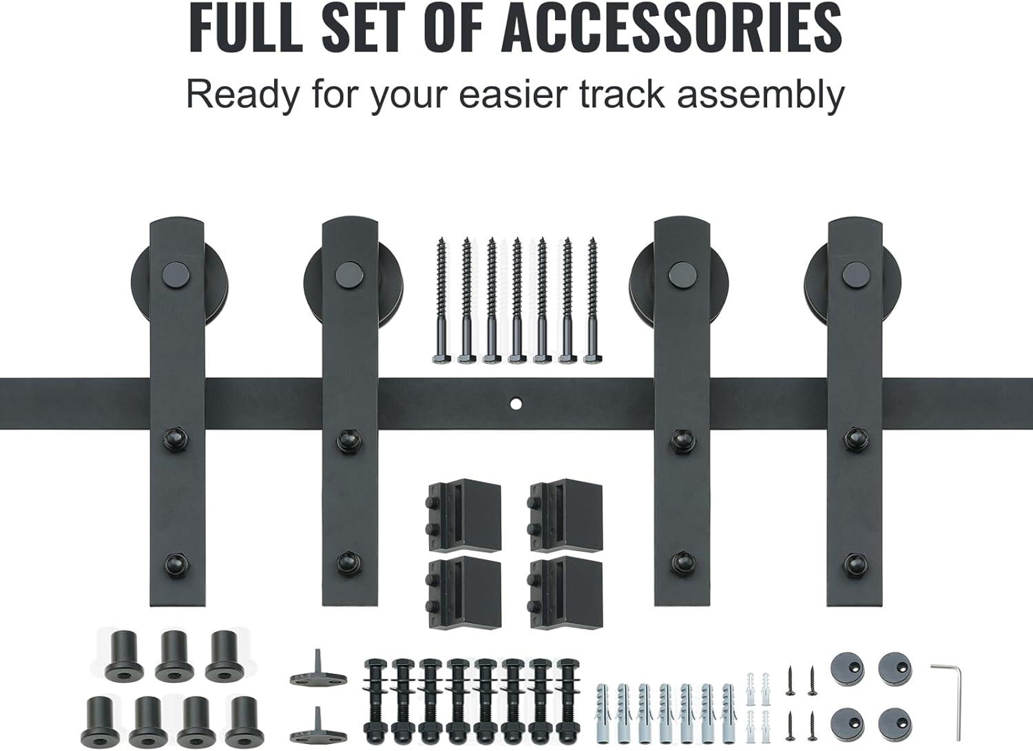 8FT Black Carbon Steel Sliding Barn Door Hardware Kit