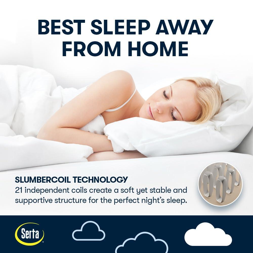 Serta Raised Air Mattress with Never Flat Pump | Luxury Inflatable Mattress with Built in Air Pump to Ensure a Good Night’s Rest | Heavy Duty Blow Up Mattress with Self Inflating Pump