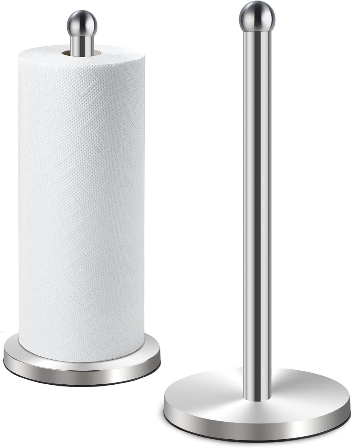 Stainless Steel Brushed Nickel Paper Towel Holder with Weighted Base