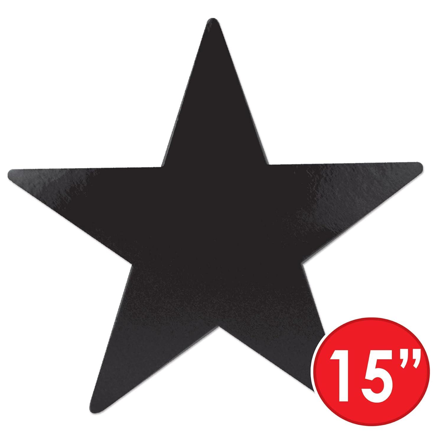 Beistle 24-Pack Foil Black Star Cutouts, Awards Night Party Decorations for Occasions, Celebrations & Events, Star Theme Decor for Wall & Table, 15”