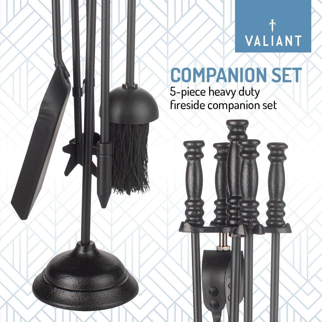 Valiant Black Iron 5-Piece Fireside Companion Set