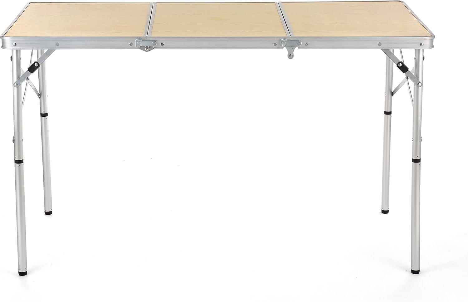 White Oak Aluminum Frame Folding Camping Table with Carrying Case