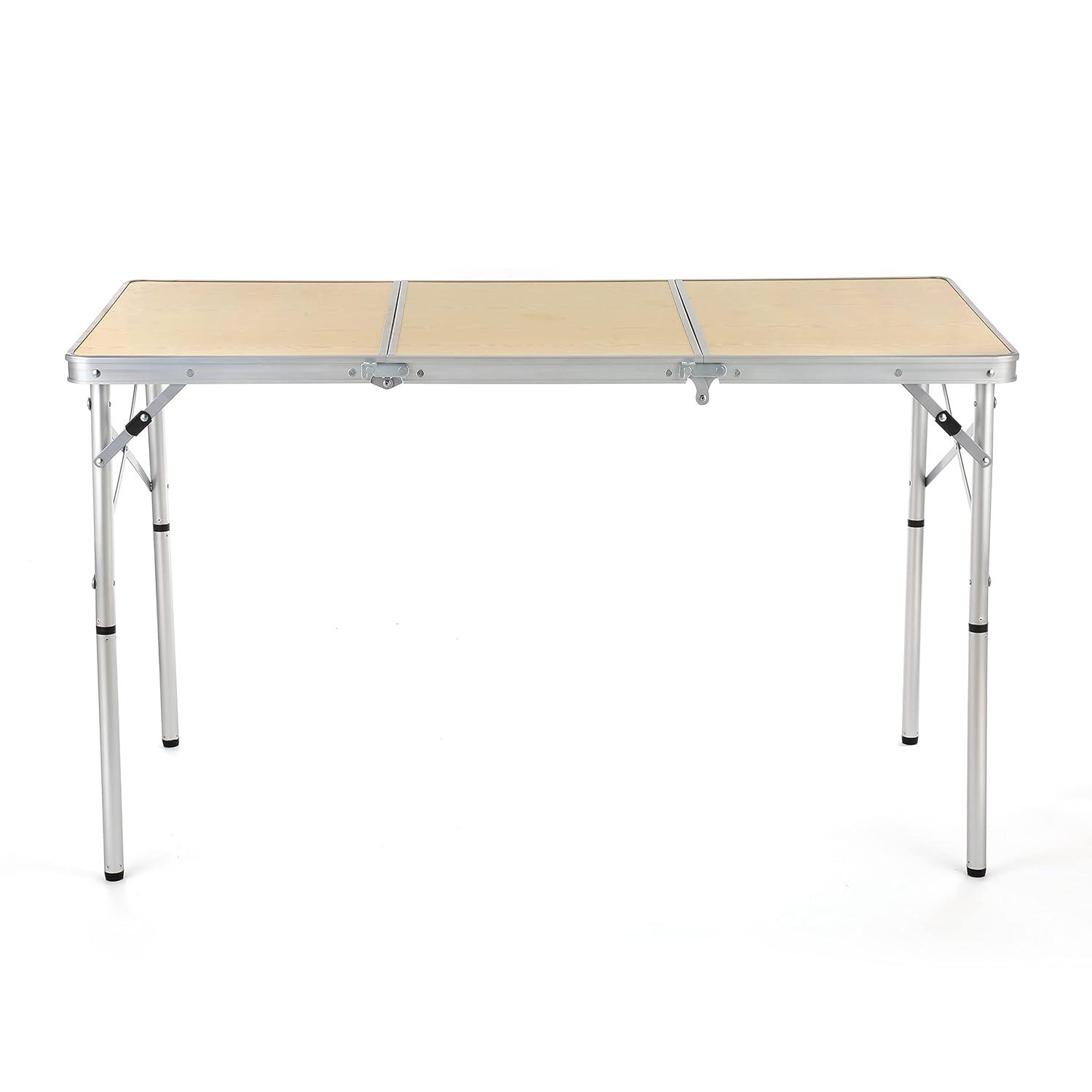 White Oak Aluminum Frame Folding Camping Table with Carrying Case