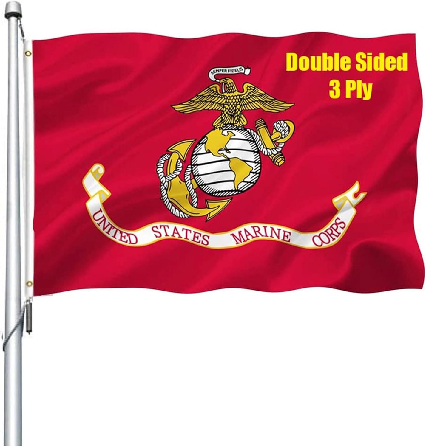 US Marine Corps Red Heavy Duty Polyester Flag 3x5 with Brass Grommets