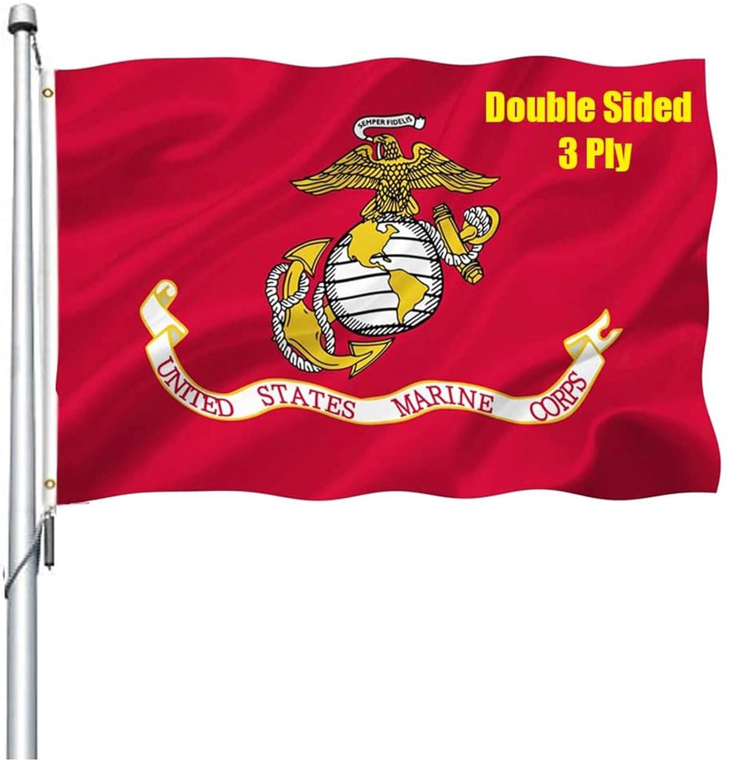 US Marine Corps Red Heavy Duty Polyester Flag 3x5 with Brass Grommets