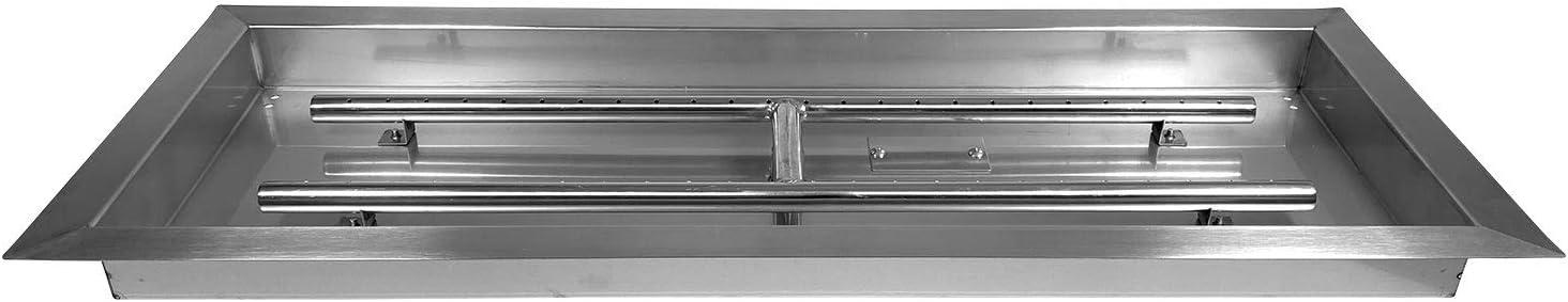 Rectangular Stainless Steel Drop-in Fire Pit Pan with H-Burner