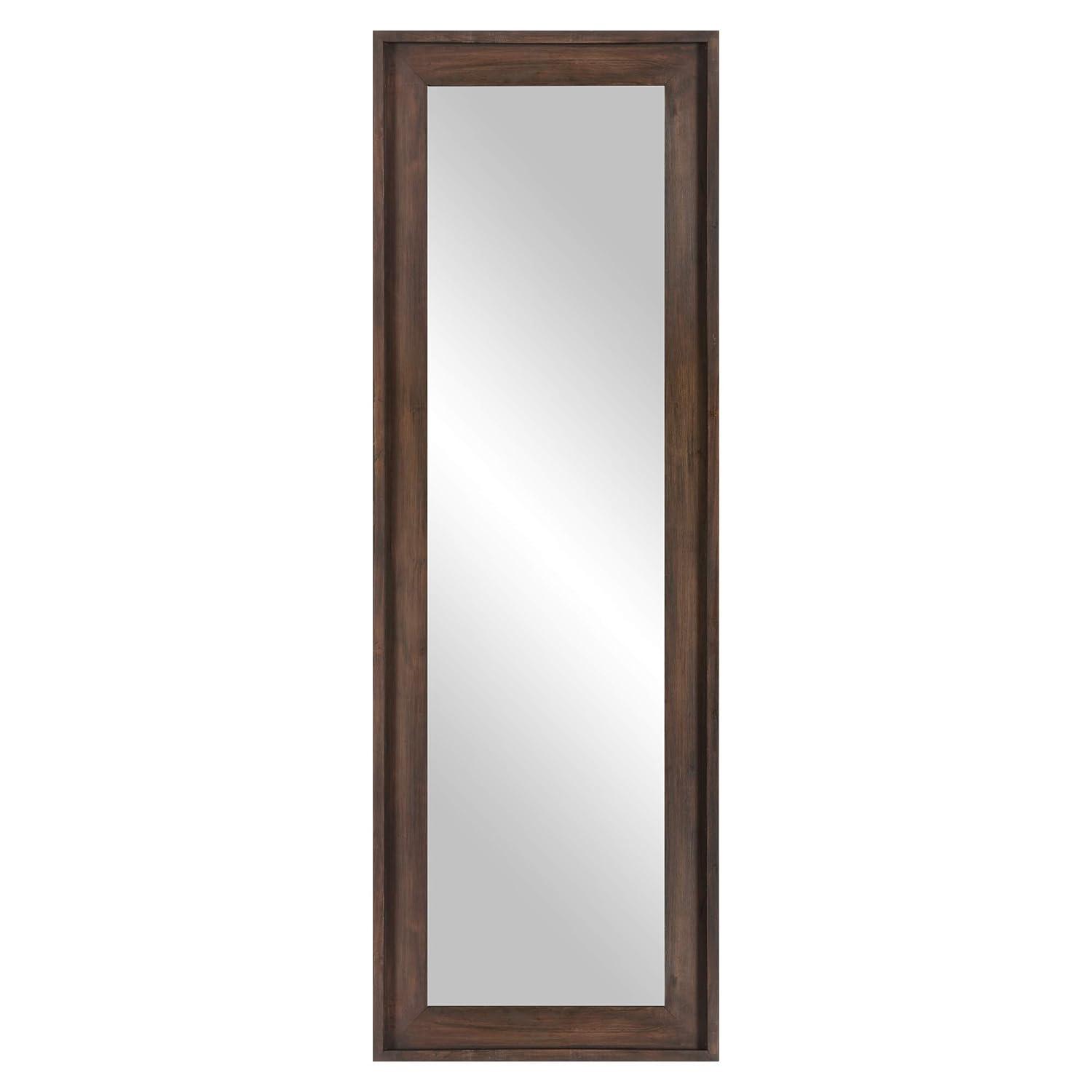 Patton Wall Decor Wood Framed Full Length Wall Mount or Leaner Mirror, 19.5" x 57", Brown
