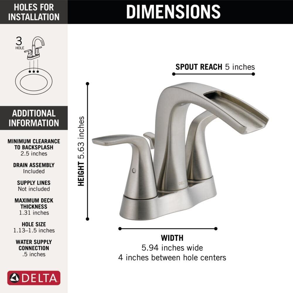 Stainless Steel Waterfall Bathroom Faucet with Drain Assembly