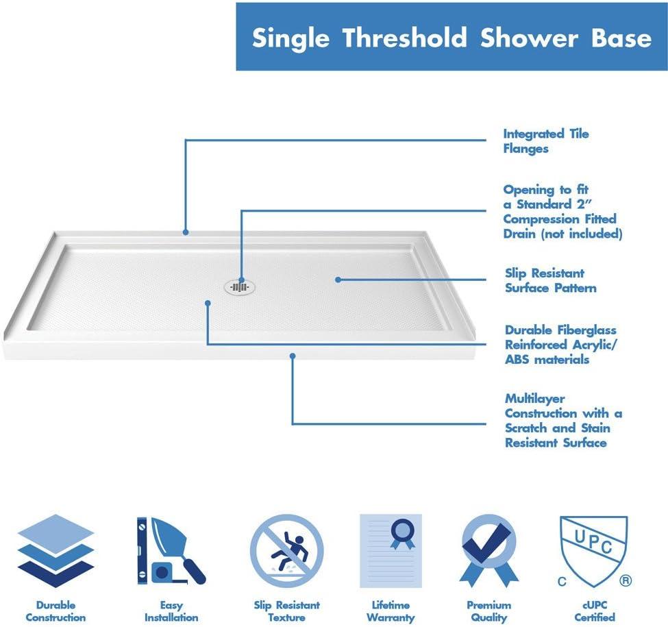 SlimLine 54" W x 36" D Single Threshold Shower Base