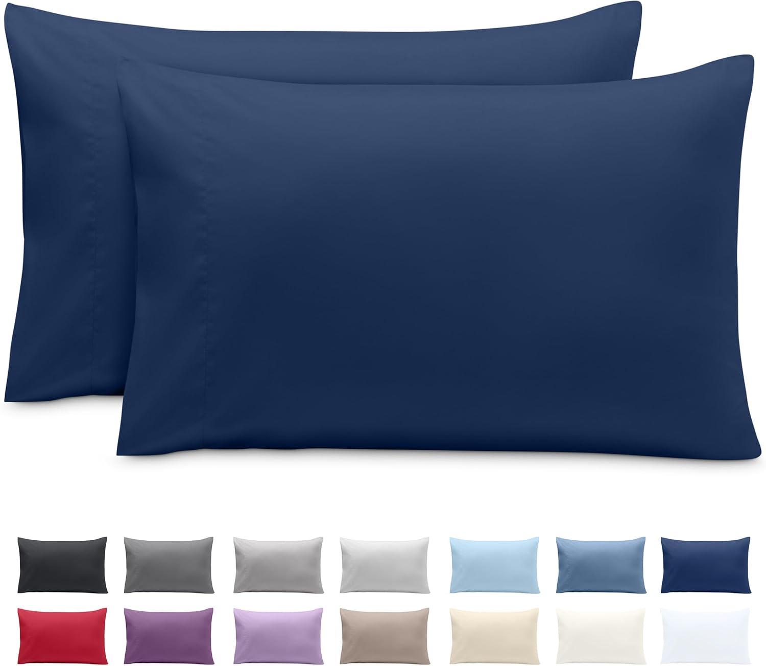 Microfiber King - Envelope - 20 x 36 Dark Blue Pillowcase Set by Bare Home