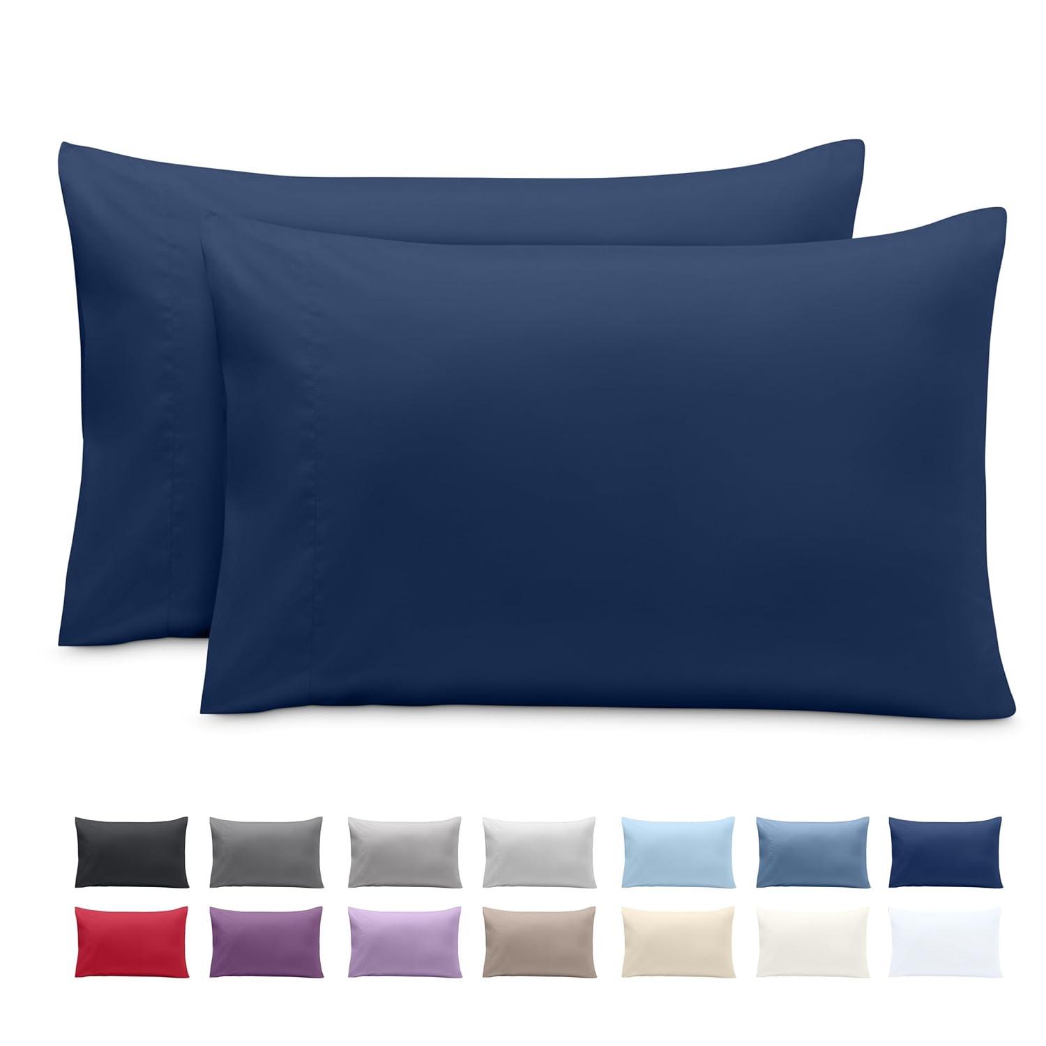 Microfiber King - Envelope - 20 x 36 Dark Blue Pillowcase Set by Bare Home