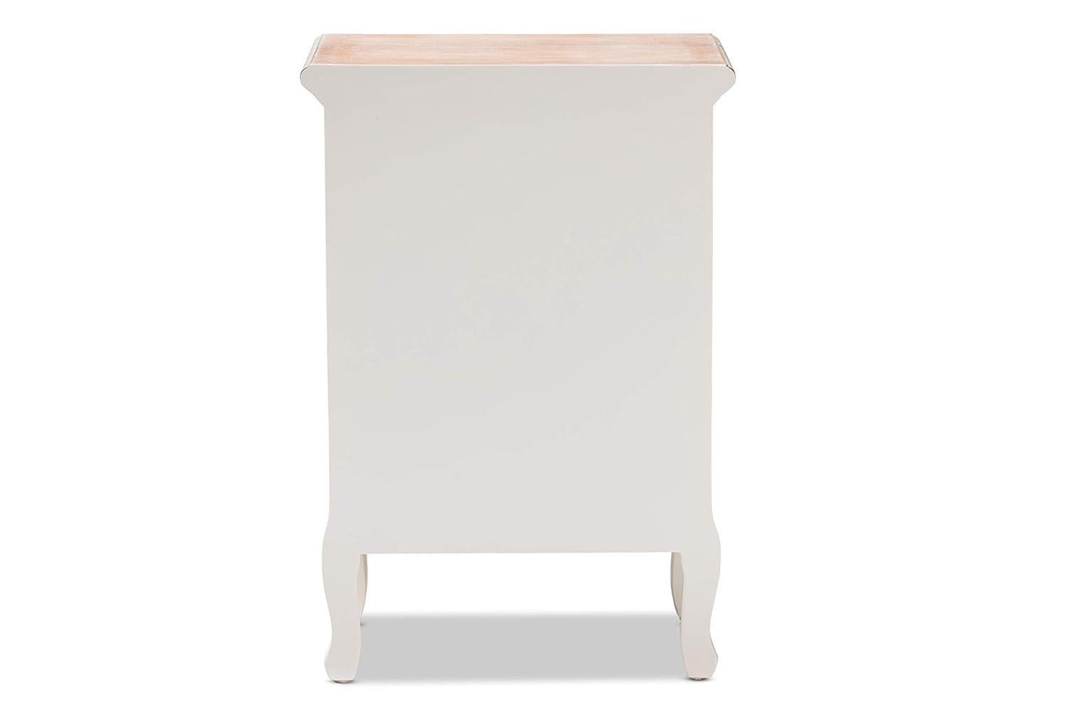 Capucine Two-Tone Natural Whitewashed Oak Finished Wood 3 Drawer Nightstand White - Baxton Studio: Modern Style, Includes Anti-Tip Hardware