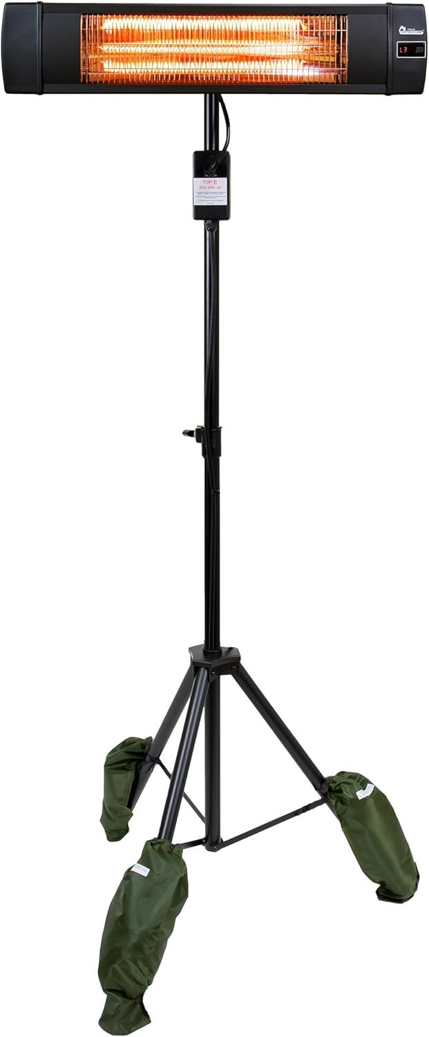 Black Electric Infrared Patio Heater with Tripod and Remote