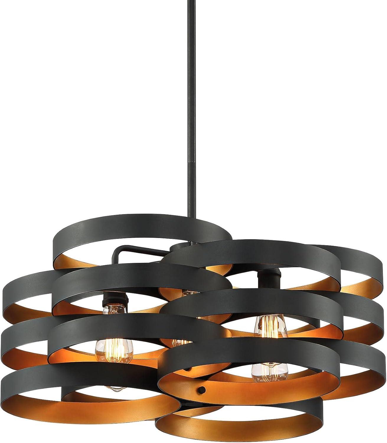 Zia Black Gold 28" Wide Modern Industrial 6-Light Chandelier