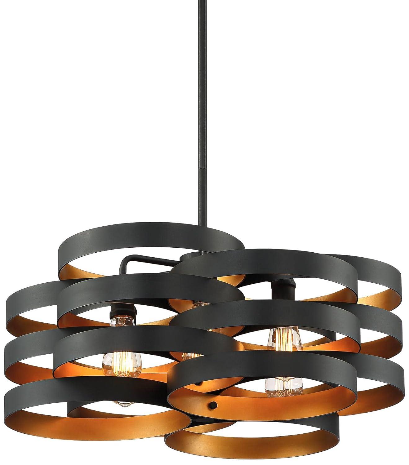 Possini Euro Design Zia Black Gold Chandelier 25 1/2" Wide Modern 6-Light Fixture for Dining Room House Foyer Kitchen Island Entryway Bedroom Home