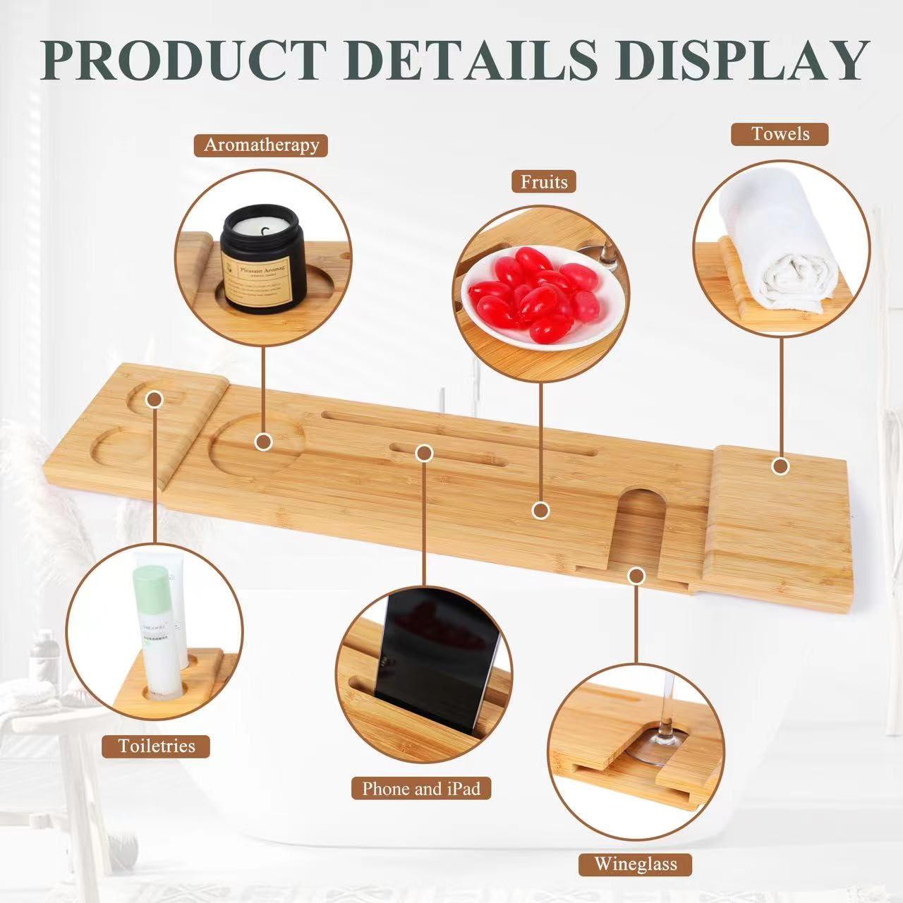 Latitude Run® Bath Tub Tray Wood, Bathtub Trays For Tub, Bath Caddy Tray For Wooden Bathtub Bath Tray For Tub, Bath Table Bath Board For Tub, Fits Most Bath Tubs, Idea
