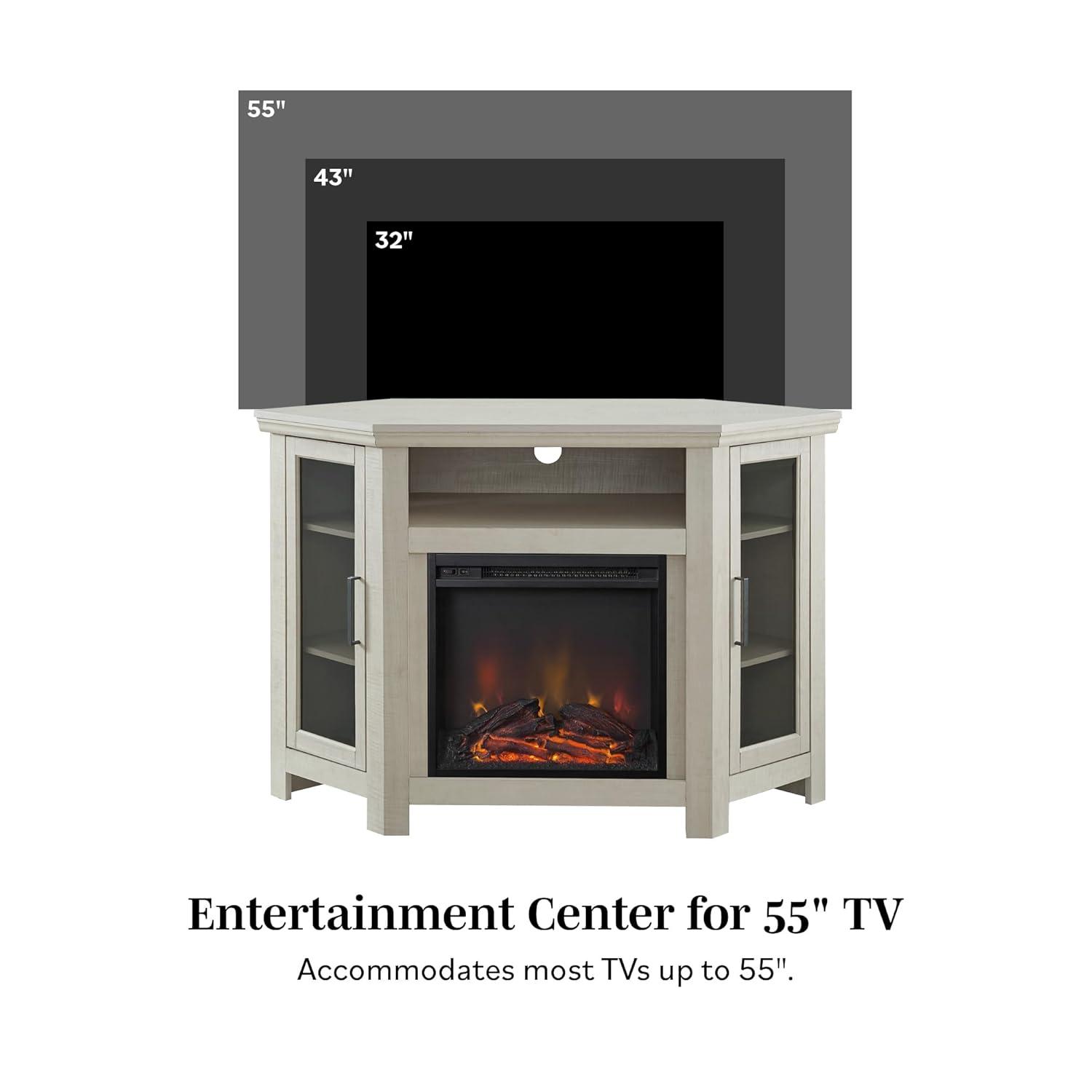 48" MDF Wood Corner Fireplace TV Stand - Traditional Brown