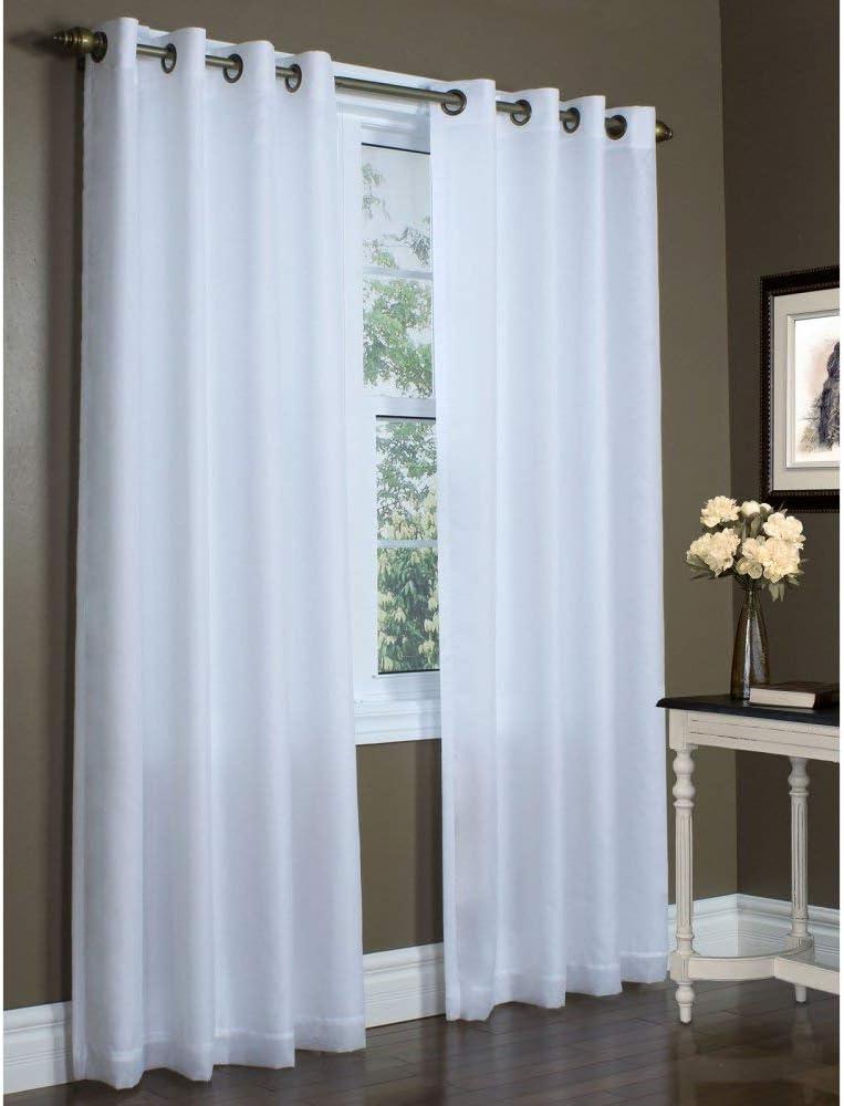 White Polyester Room-Darkening Grommet Curtain Panels, 54 x 84