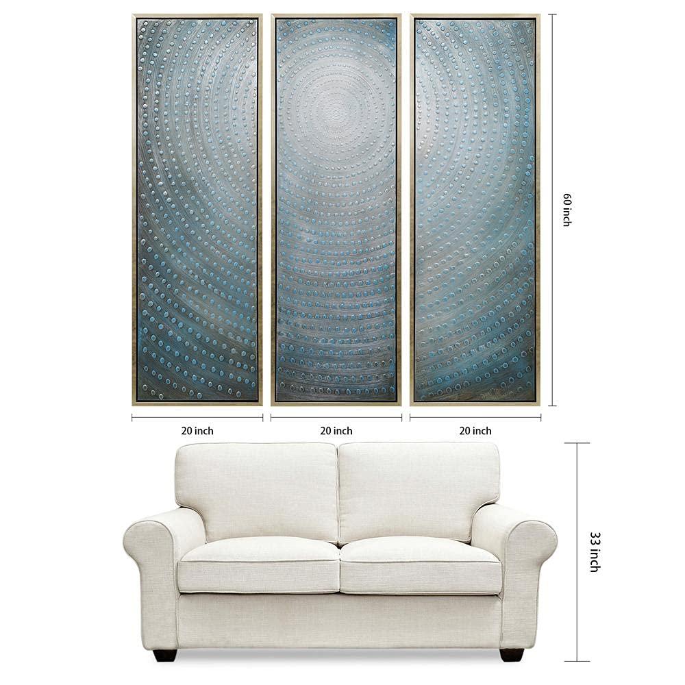 Empire Art Direct Concentric Textured Metallic Hand Painted Triptych Wall Art, 60" x 20" x 1.5", Ready to Hang