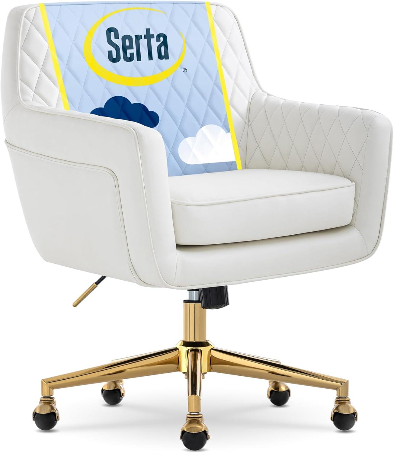 Serta Serta Ashleigh Modern Office Chair, Diamond-Tufted Design, Pocket Coil Cushion, Polished Swivel Base