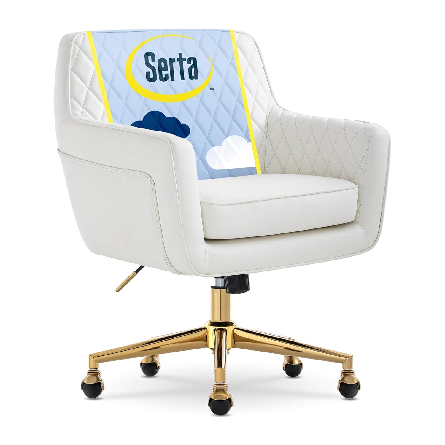 Serta Serta Ashleigh Modern Office Chair, Diamond-Tufted Design, Pocket Coil Cushion, Polished Swivel Base