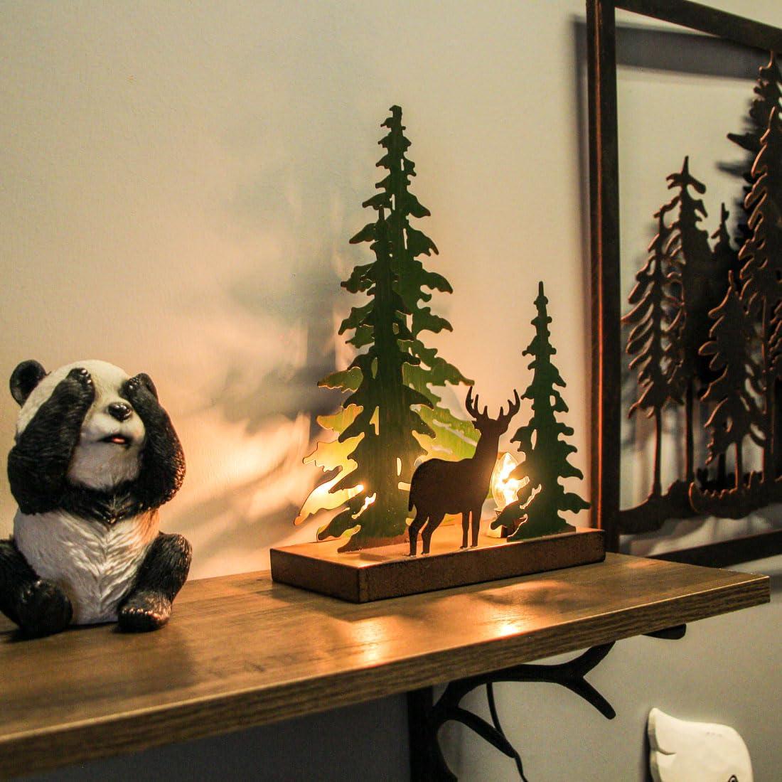 Millwood Pines Rustic Metal Rude Bigfoot In Forest Accent Lamp Decorative Sasquatch Home Decor