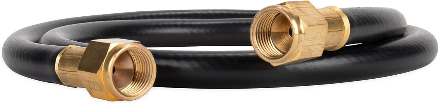 3-Foot Black Propane Hose with Brass Fittings