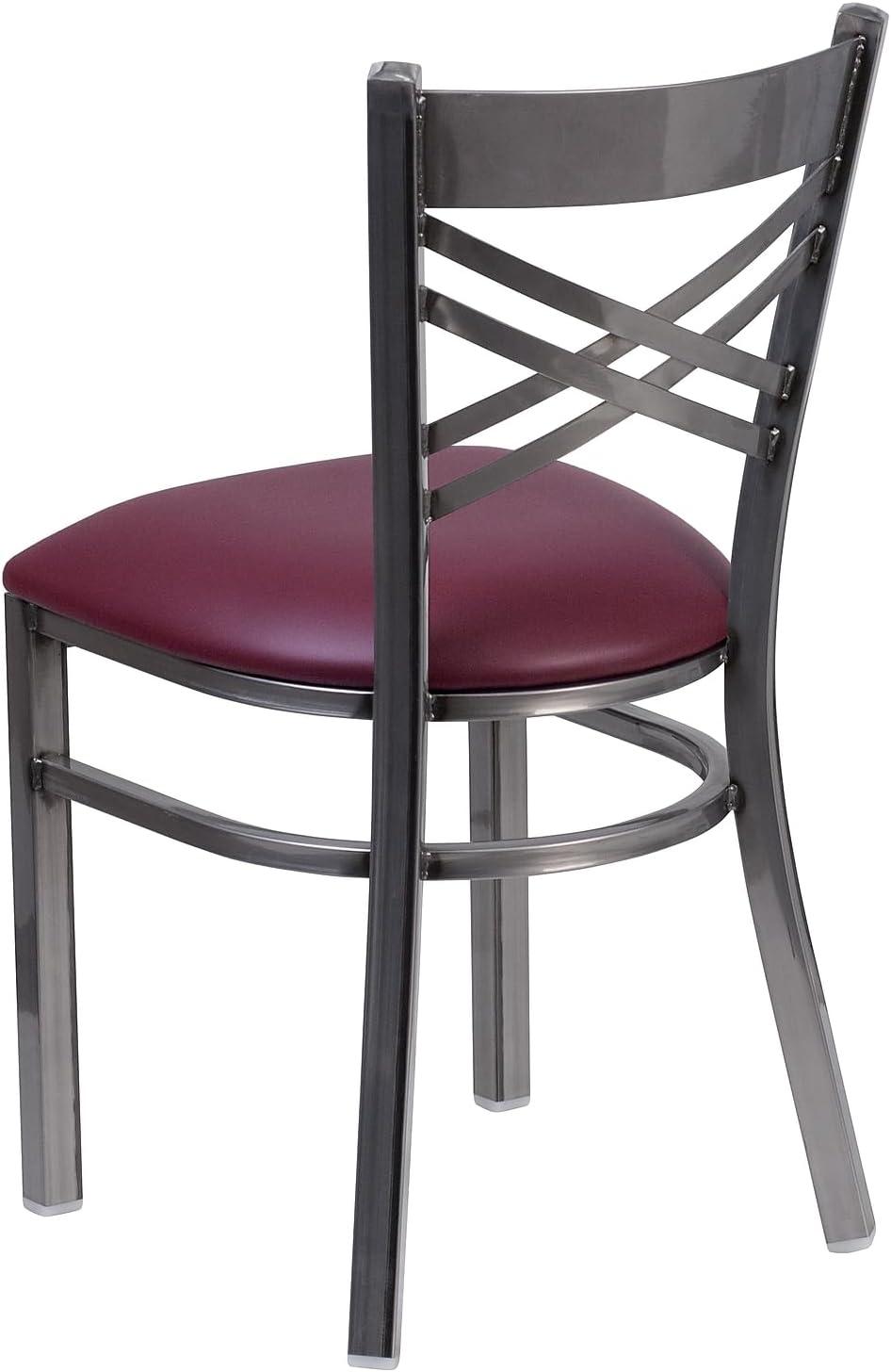 Flash Furniture Hercules Traditional Vinyl & Metal X-Back Restaurant Dining Chair Burgundy 2/Pack