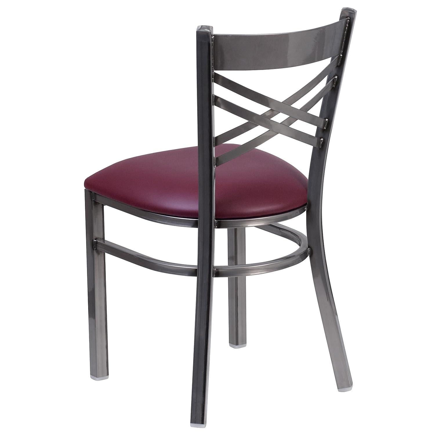 Flash Furniture Hercules Traditional Vinyl & Metal X-Back Restaurant Dining Chair Burgundy 2/Pack