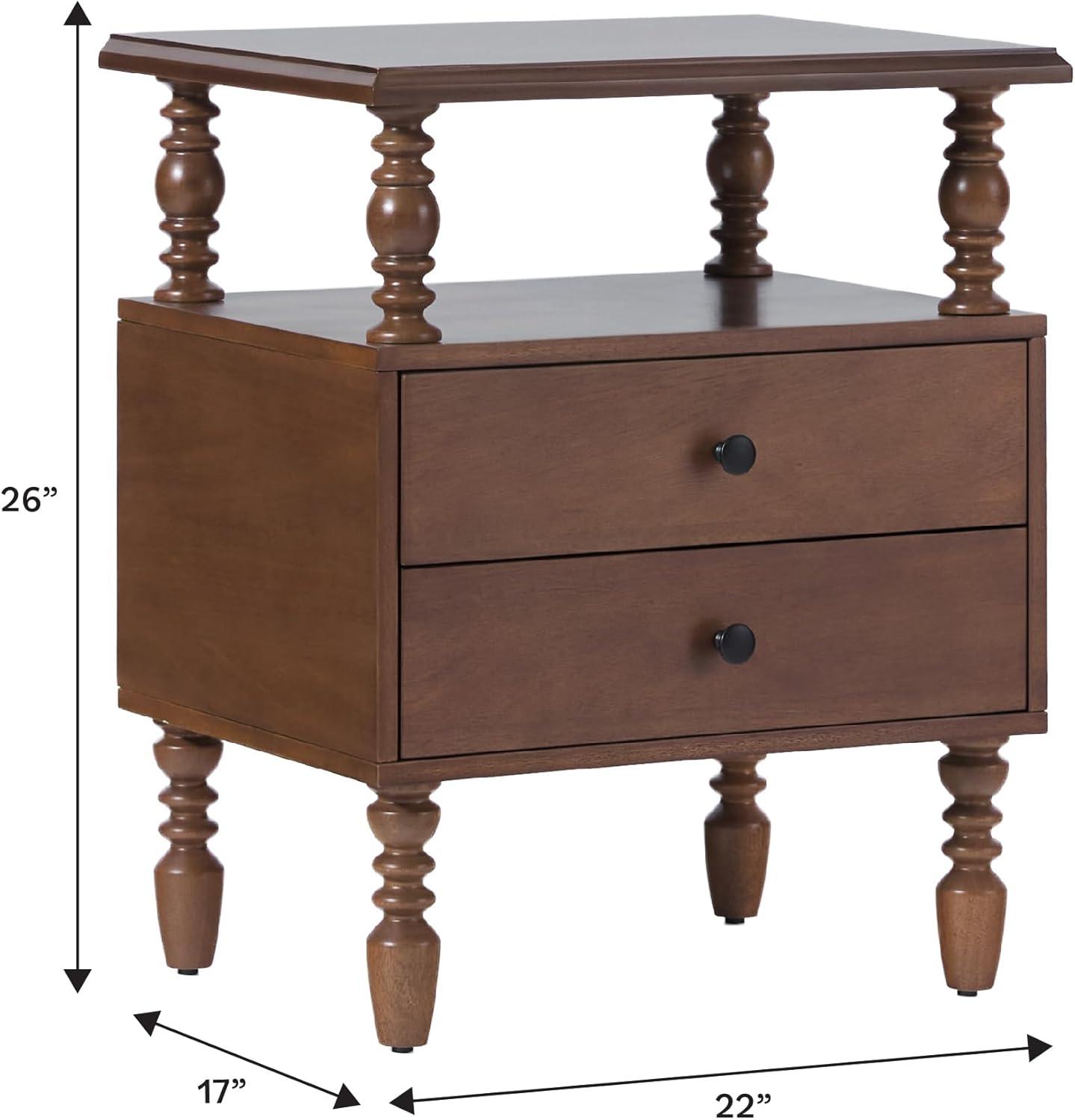 Vivienne Easy Assembly Solid Wood Spindle 2-Drawer Nightstand