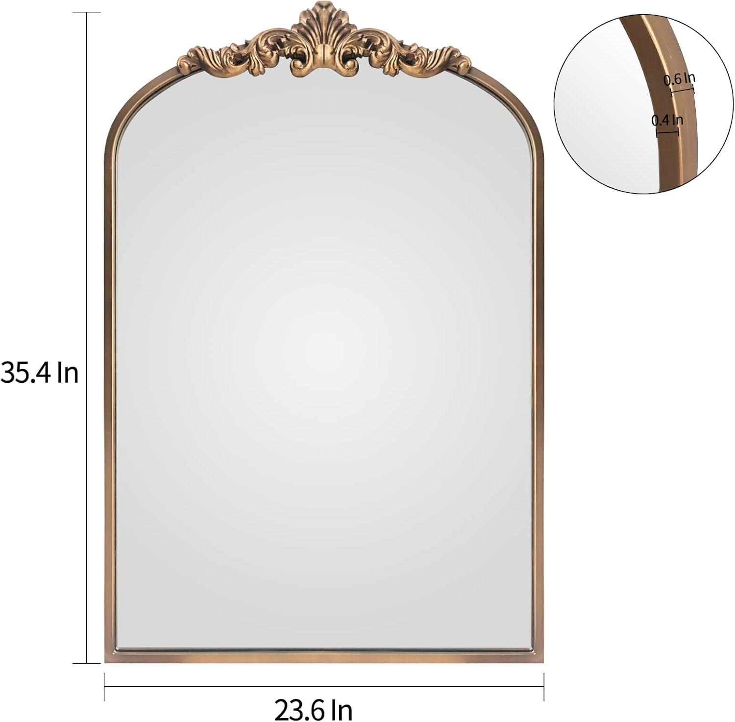 Gold Arched Baroque Ornate Wall Mirror 36" x 24"