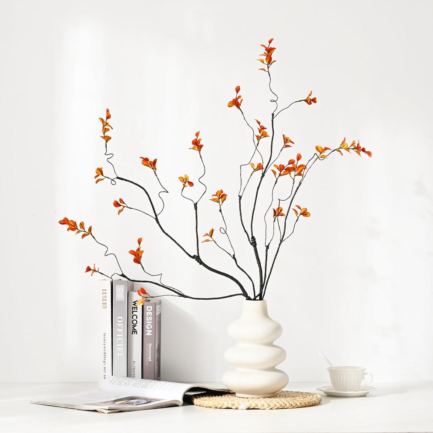 3pcs Artificial Ficus Branches - Lifelike Greenery for Vase | Faux Eucalyptus Banyan Twig Plants for Home, Wedding & Office Decor -