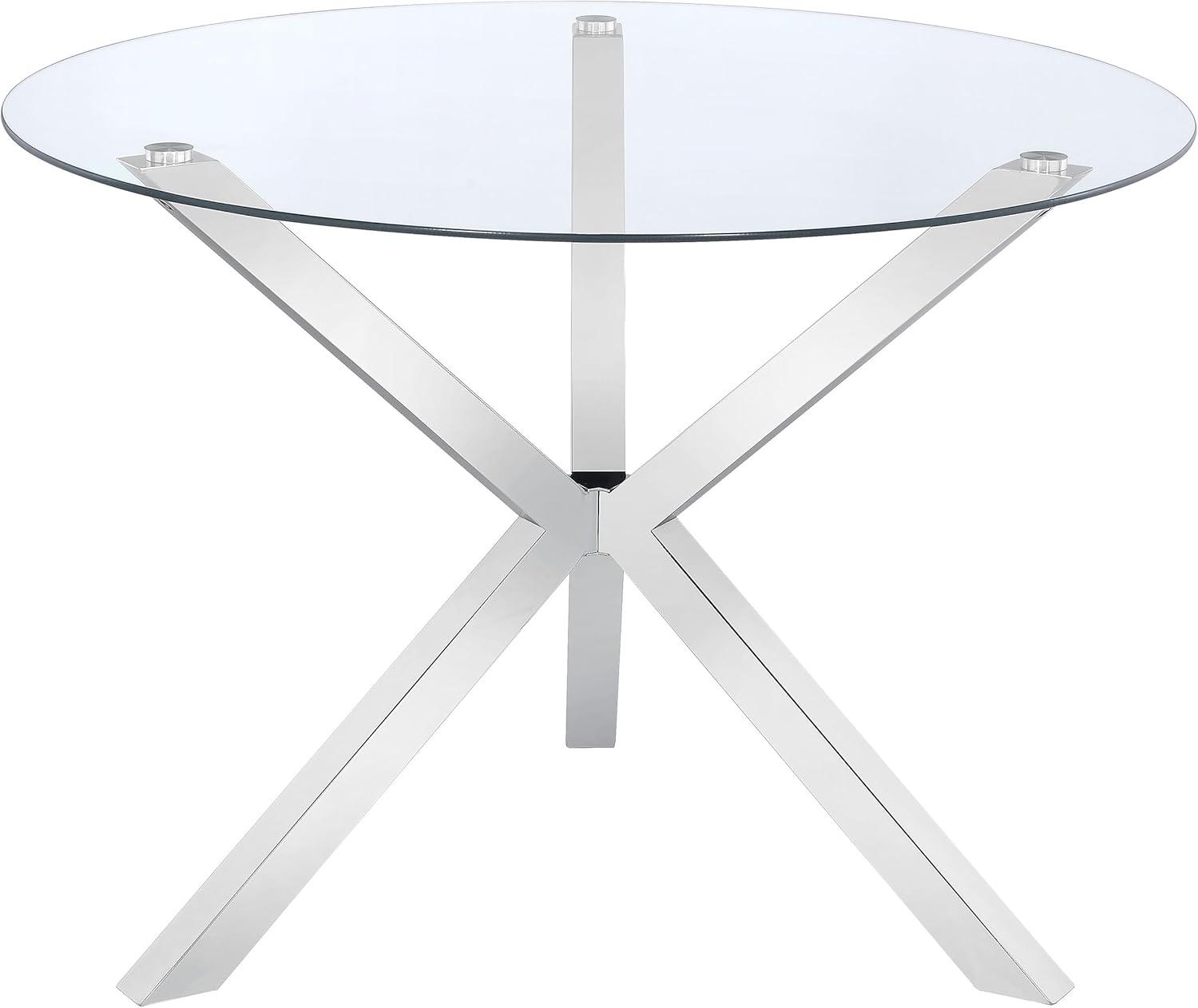 Vance Glass Top Dining Table with X-cross Base Chrome