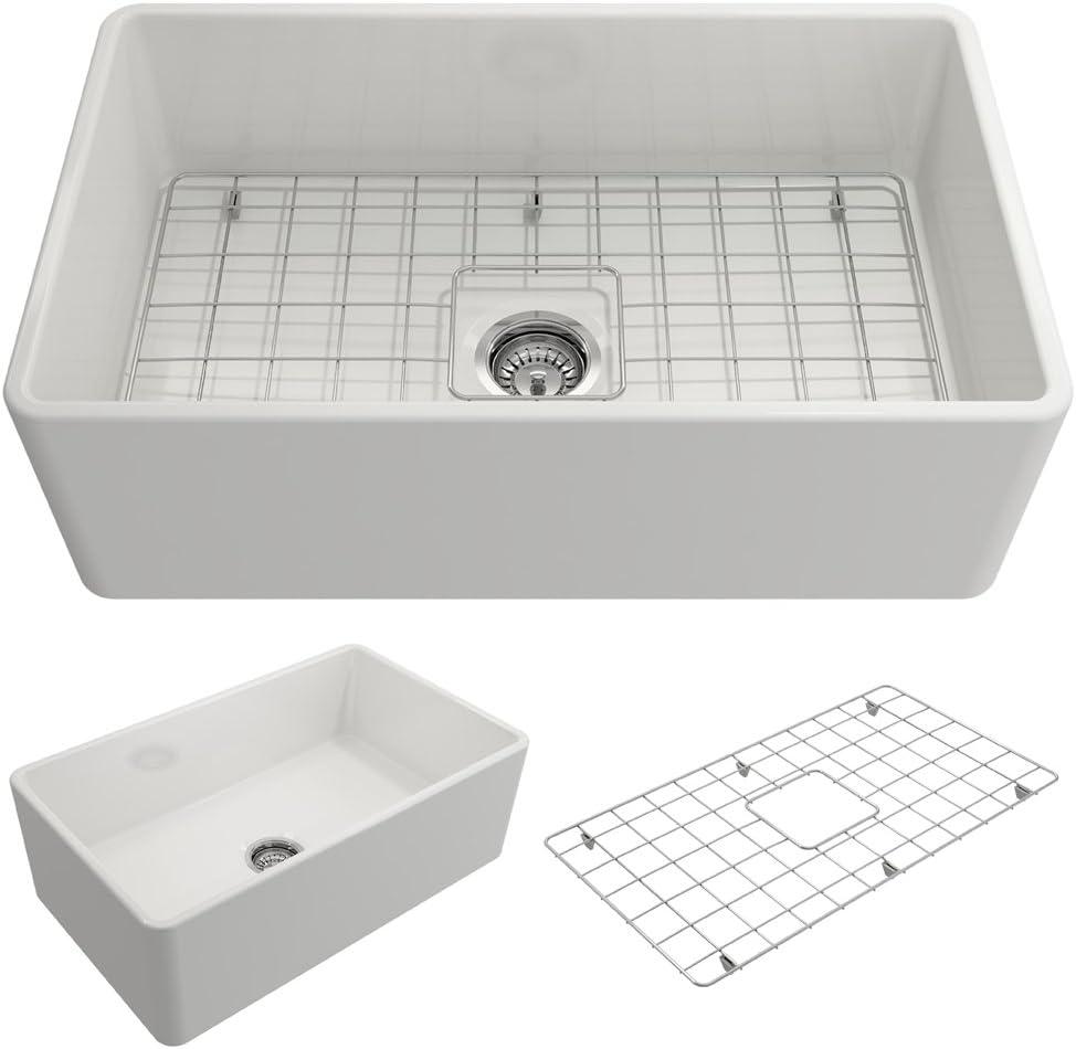 30'' White Fireclay Farmhouse Apron Kitchen Sink