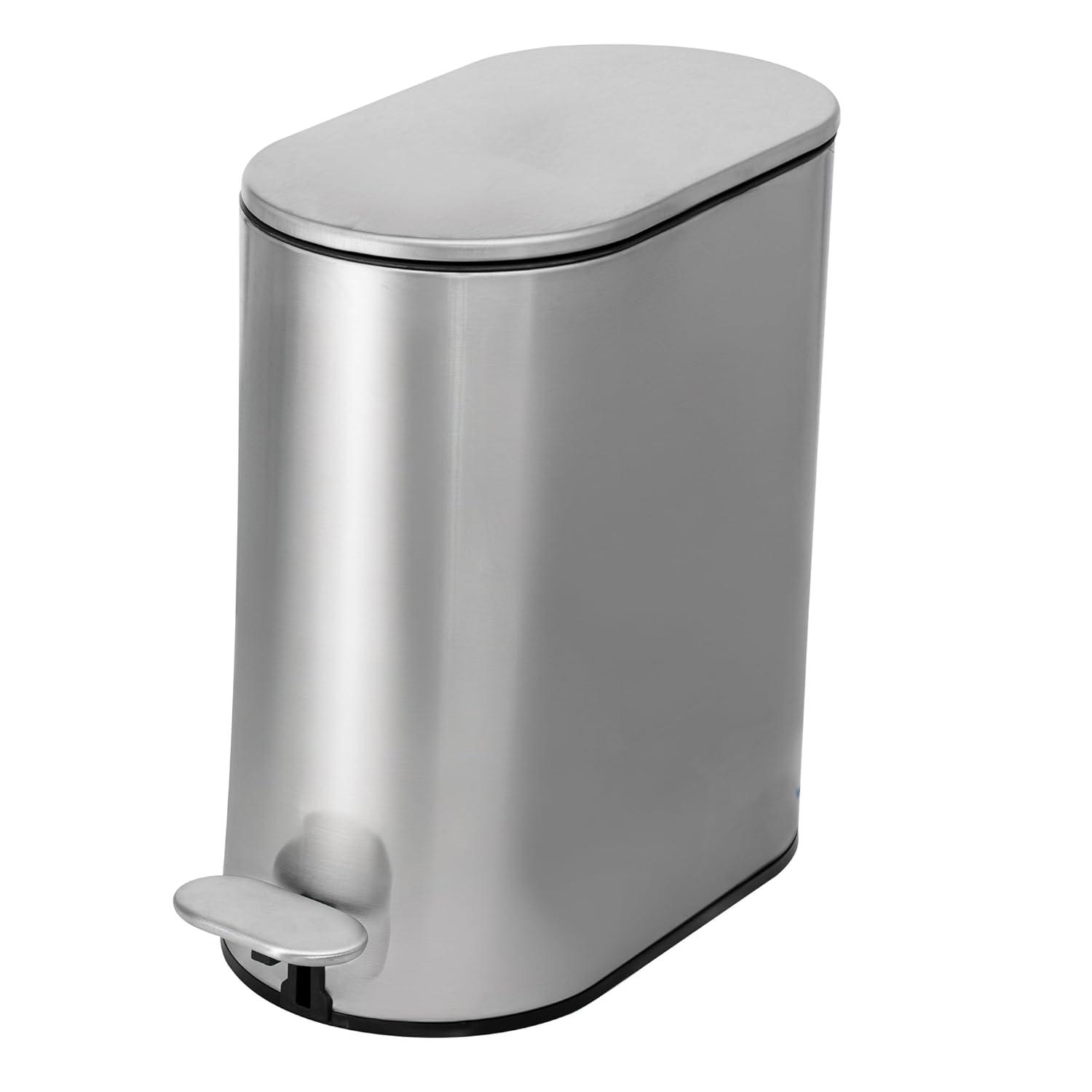 Oval slow-close bathroom wastebin with premium pedal (5L)