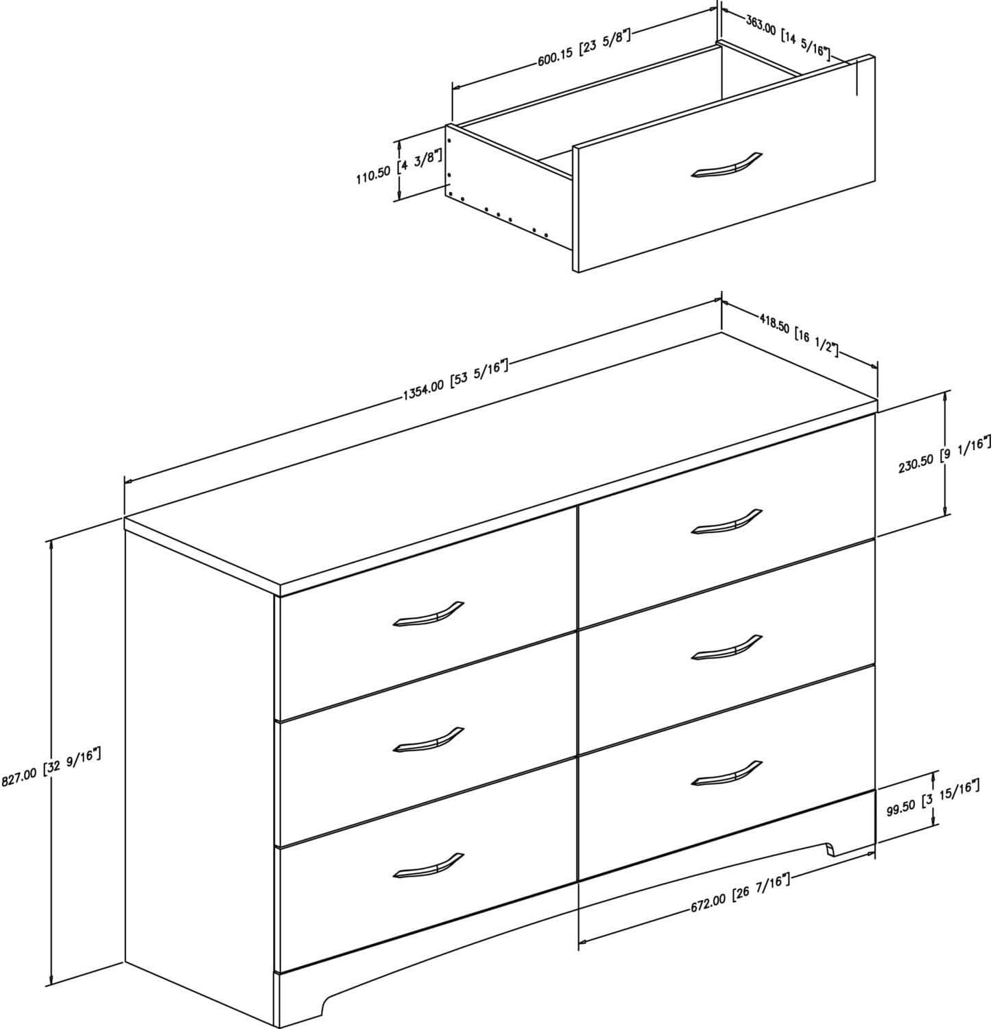 HomeStock Step One 6-Drawer Double Dresser