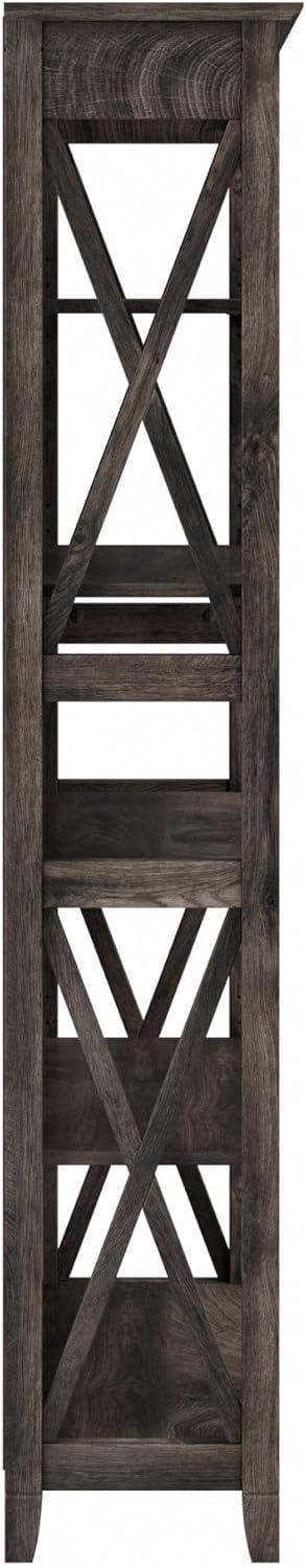 Bush Furniture Key West Tall 5 Shelf Bookcase, Dark Gray Hickory