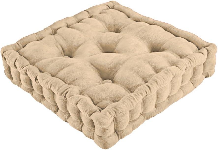 Collections Etc Tufted Padded Boosted Cushion and Support - Plush Seating for Chair with Carrying Handle, Natural