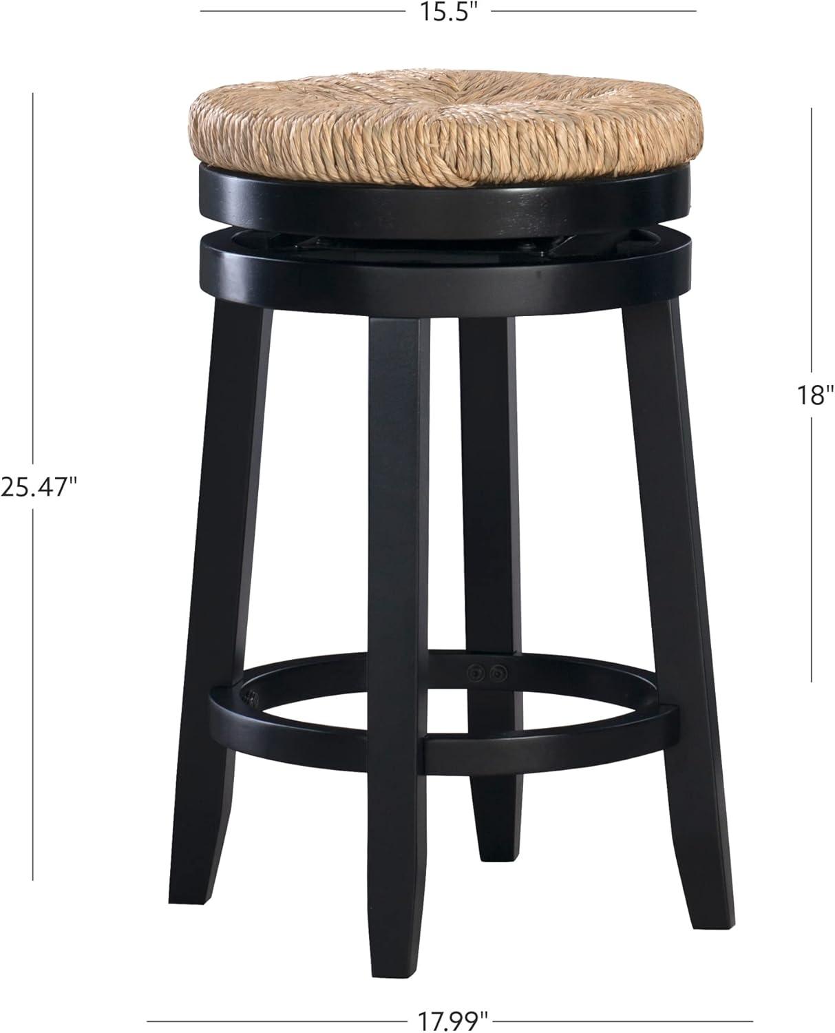 Maya Traditional Black Rubberwood Swivel Counter Stool