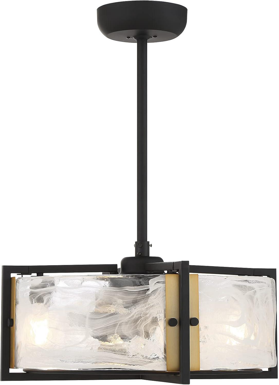 Hayward 4-Light Fan D'Lier in Matte Black with Warm Brass Accents