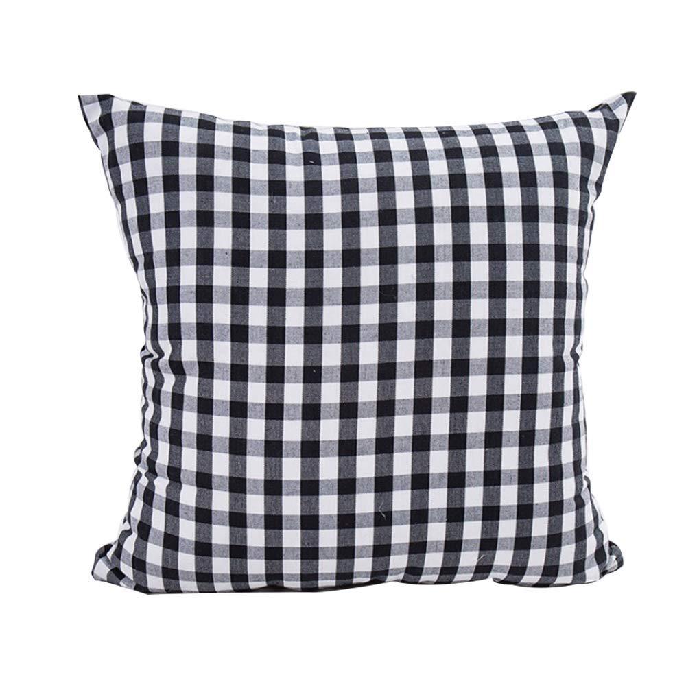4pk 18"x18" Gingham Buffalo Check Assorted Square Throw Pillow Covers Black/White - Design Imports: Cotton, Machine Washable