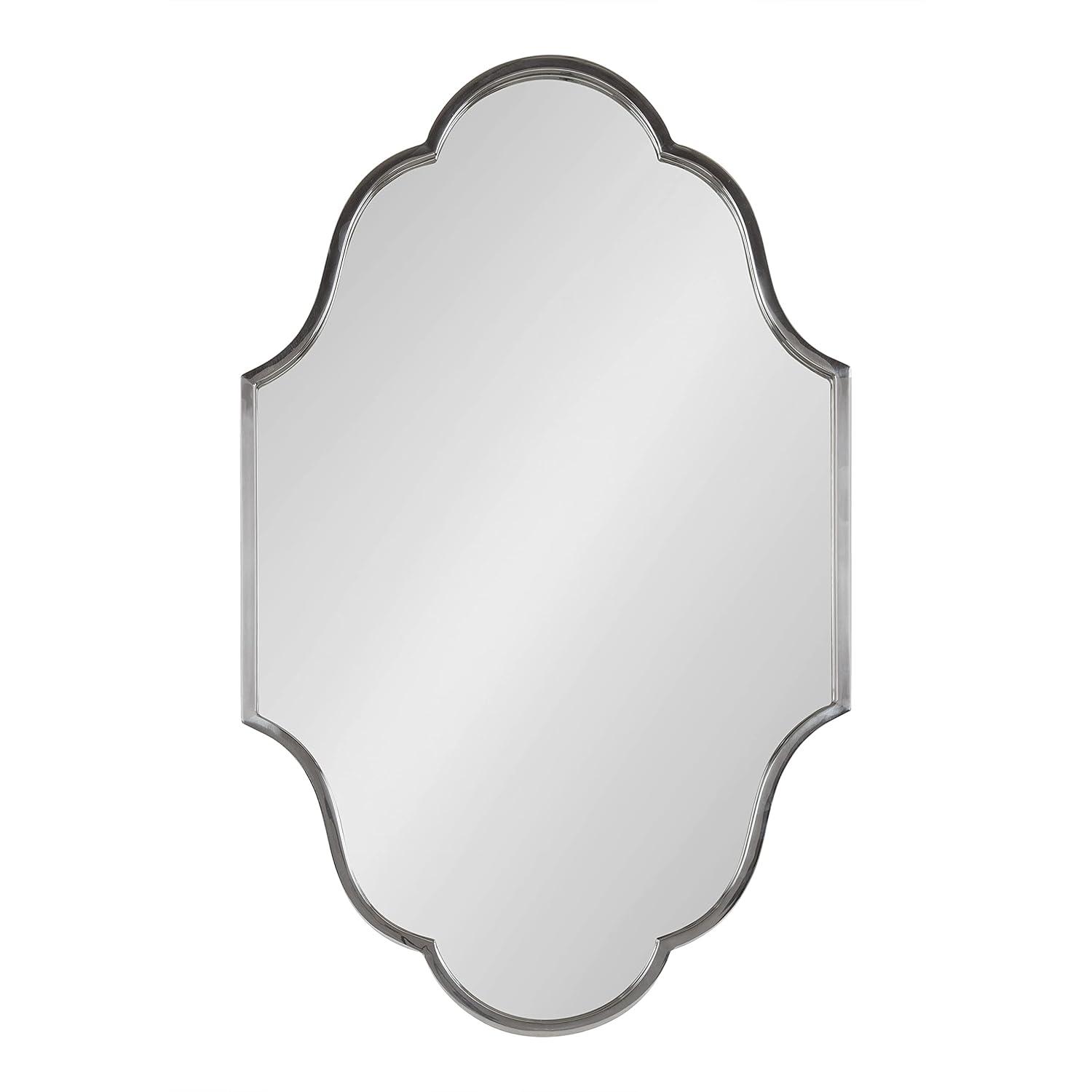 23" x 37" Rowla Framed Decorative Wall Mirror Silver - Kate & Laurel All Things Decor: Arched, Curved, Metal Mount