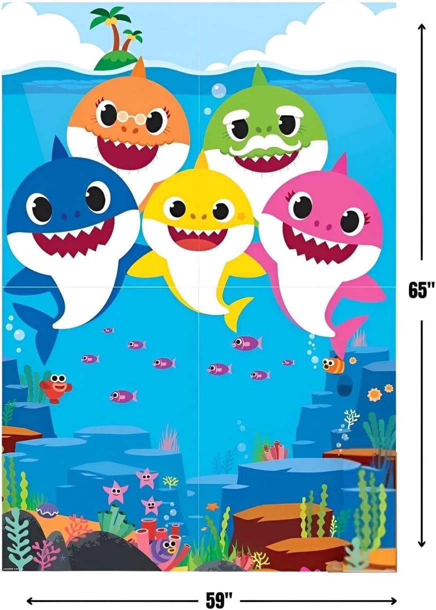 Amscan Baby Shark Dance Plastic Scene Setters Backdrop, Baby Shark, Multicolor, 4 Count