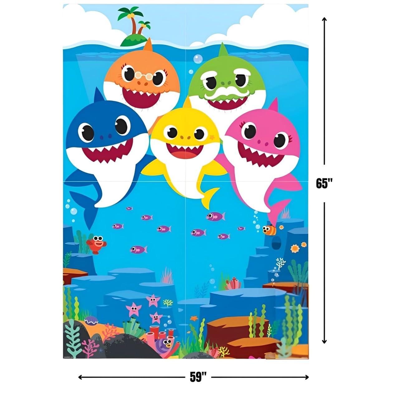Amscan Baby Shark Dance Plastic Scene Setters Backdrop, Baby Shark, Multicolor, 4 Count