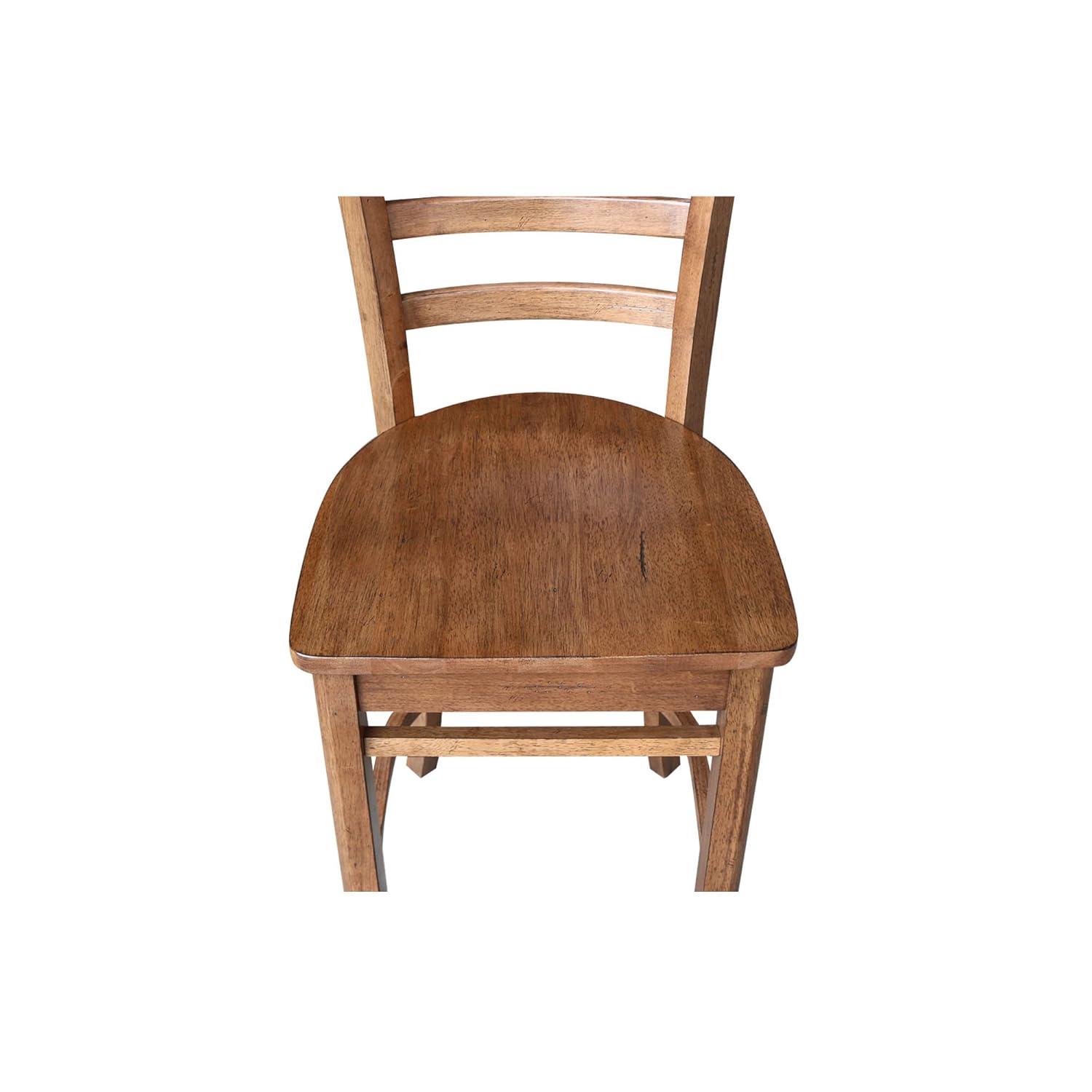 International Concepts 24" Emily Counter Height Barstool Distressed Oak: Hardwood Frame, Ladder-Back Design