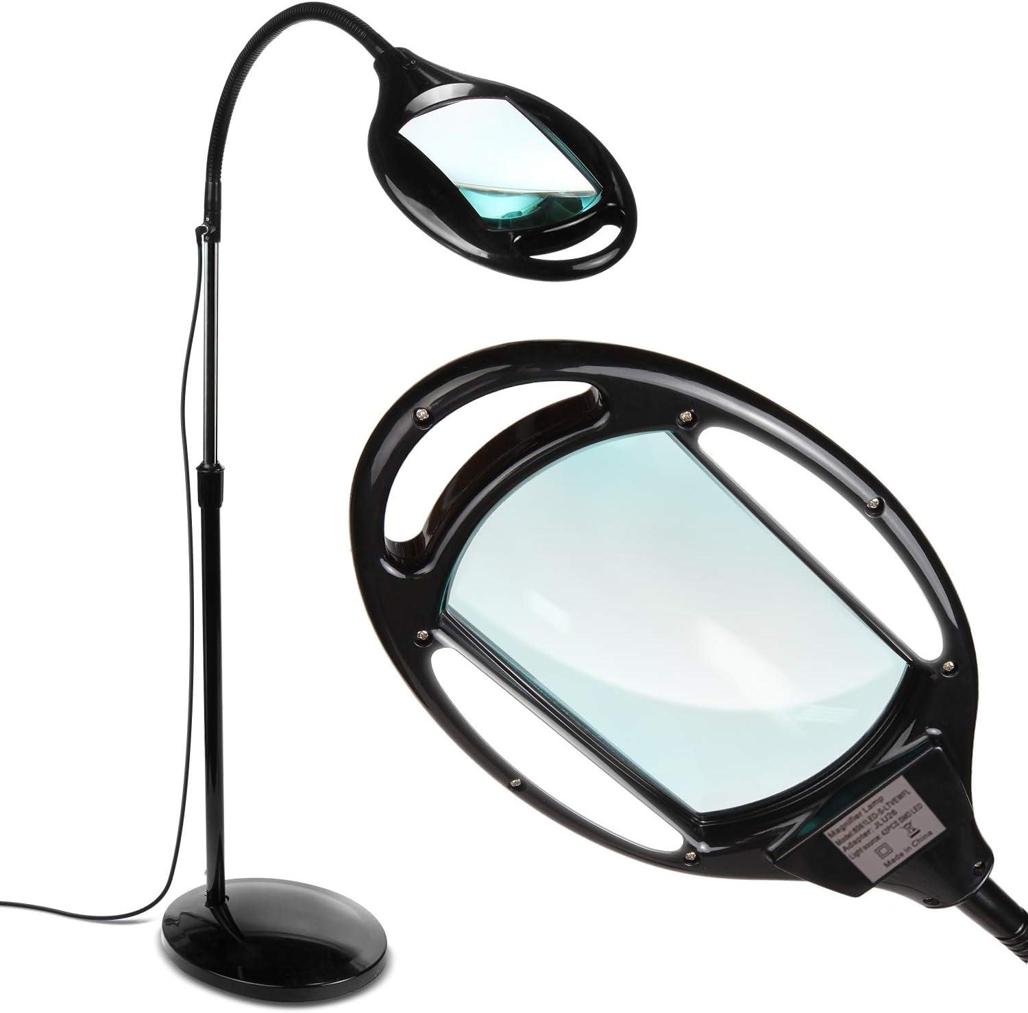 Pro 44 in. Industrial 1-Light 2.25X Magnifying LED Floor Lamp with Adjustable Gooseneck Head