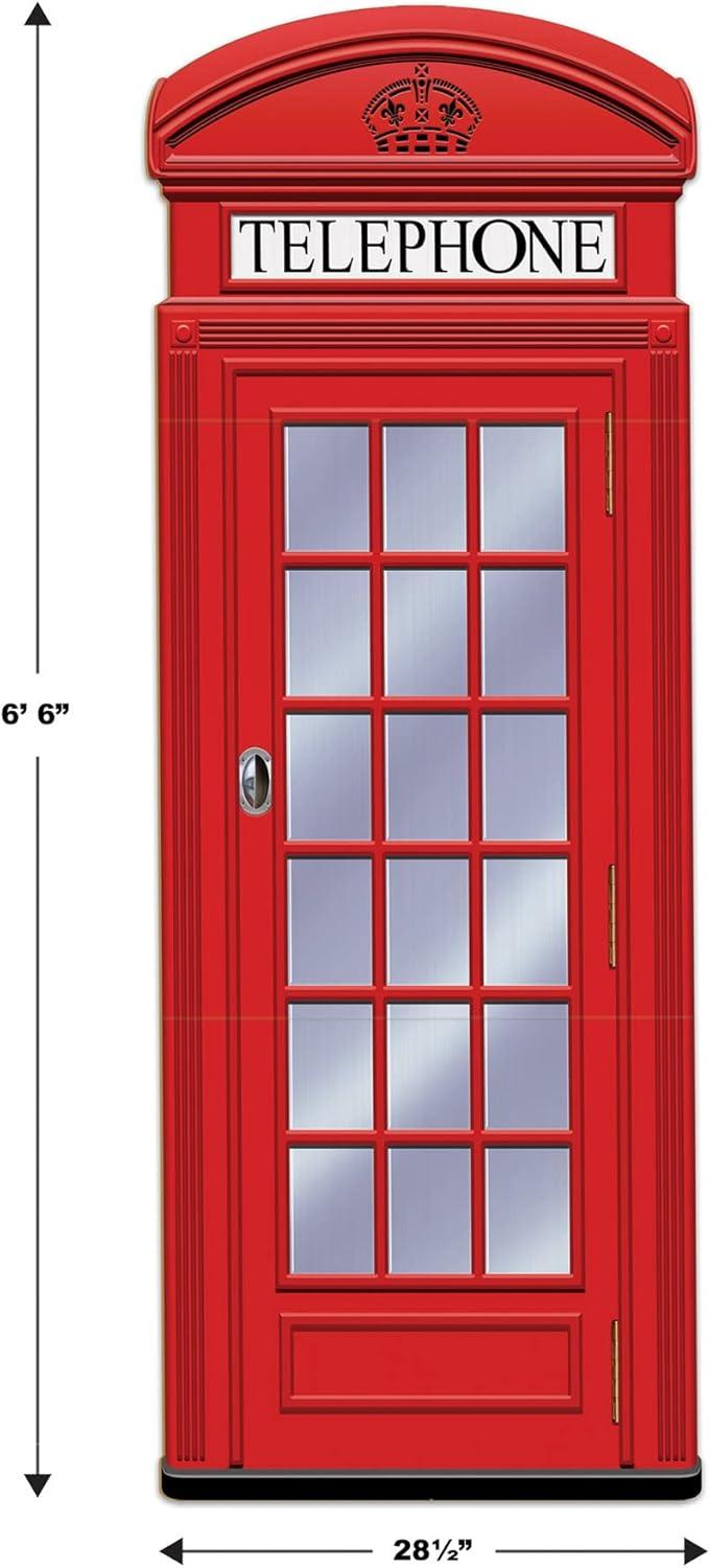 Red and Black British Phone Booth Cardboard Stand-Up