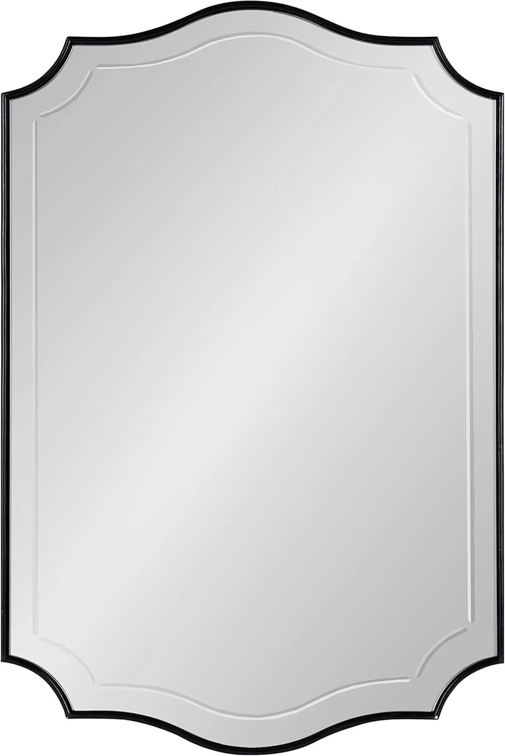 20" x 30" Hollyn Decorative Framed Wall Mirror Black - Kate & Laurel All Things Decor: Scalloped Edge, V-Groove, Hangs Both Ways