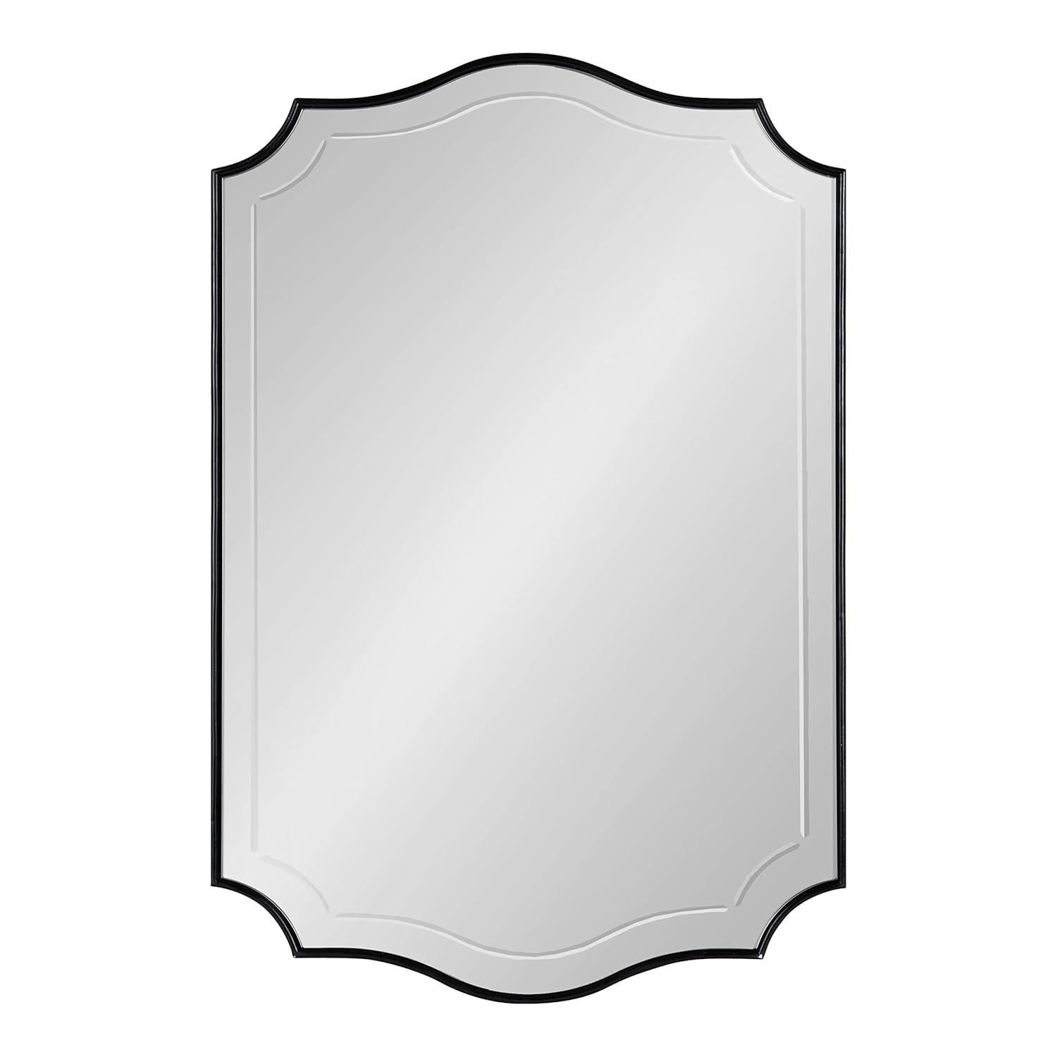 20" x 30" Hollyn Decorative Framed Wall Mirror Black - Kate & Laurel All Things Decor: Scalloped Edge, V-Groove, Hangs Both Ways