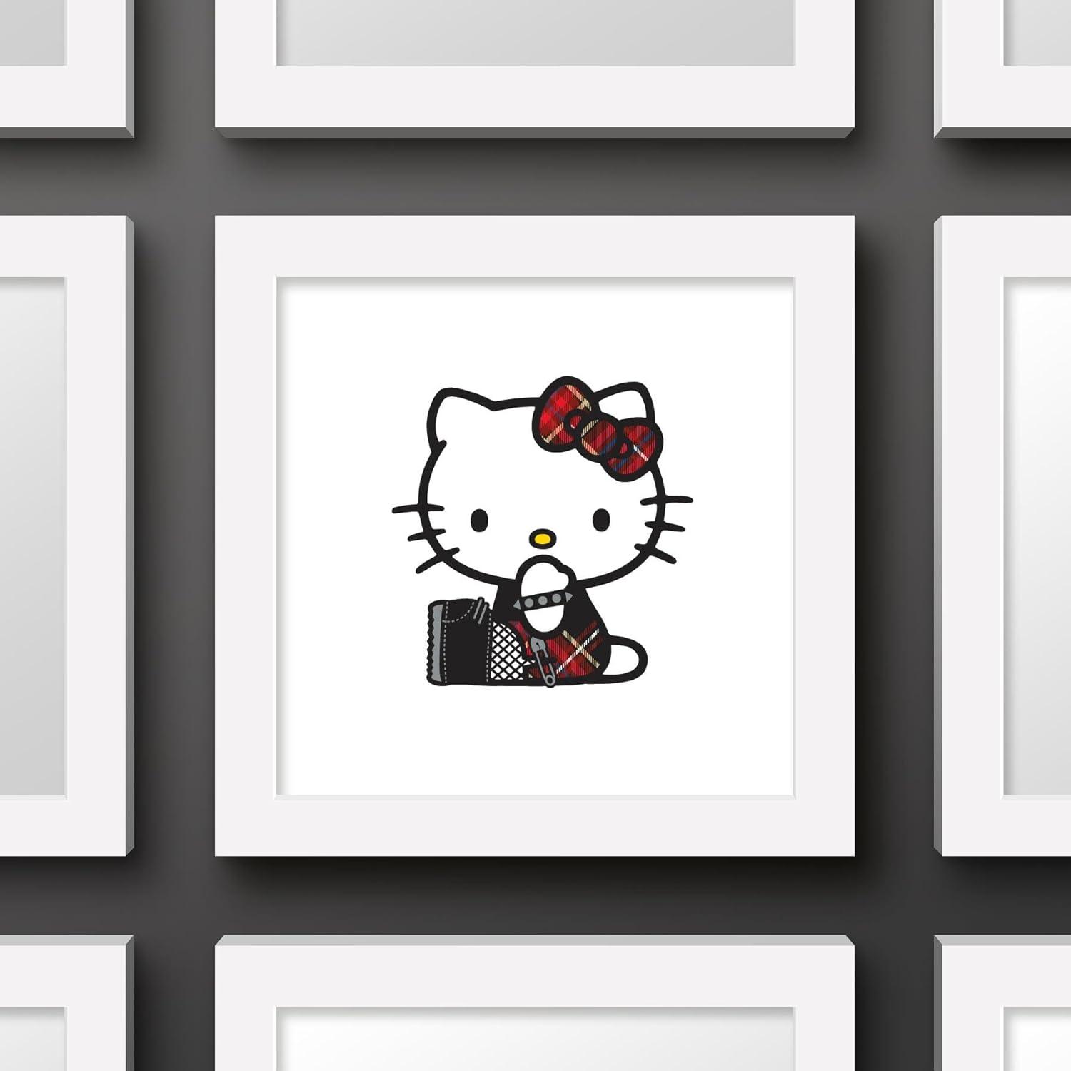 Gallery Pops Sanrio Hello Kitty - Punk Red Wall Art, White Framed Version, 12" x 12"